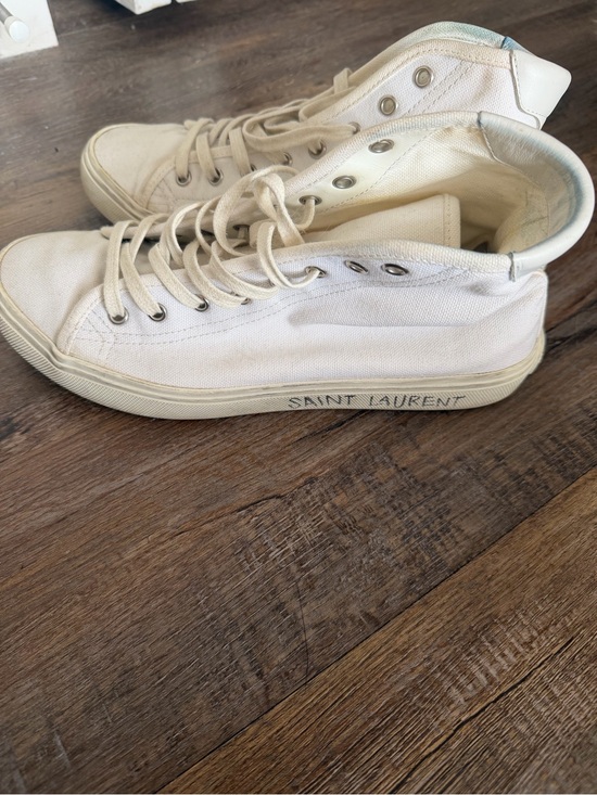 Saint Laurent Shoes - Saint Laurent White Canvas High-Top Sneakers